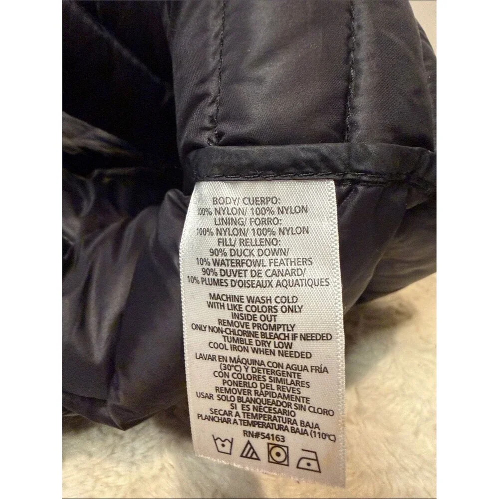 Calvin Klein Black Down Feather Quilted Puffer Vest Full Zip Gold Hardware XL